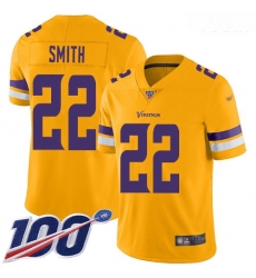 Vikings #22 Harrison Smith Gold Youth Stitched Football Limited Inverted Legend 100th Season Jersey