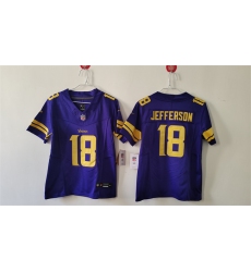 Youth Minnesota Vikings 18 Justin Jefferson Purple F U S E  Color Rush Limited Stitched Jersey