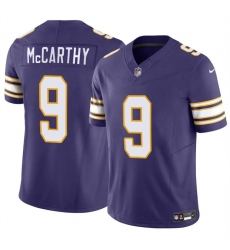 Youth Minnesota Vikings 9 J J  McCarthy Purple 2024 Draft F U S E  Throwback Vapor Untouchable Limited Stitched Jersey