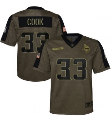 Youth Minnesota Vikings Dalvin Cook Nike Olive 2021 Salute To Service Game Jersey