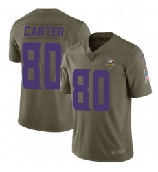 Youth Nike Minnesota Vikings 80 Cris Carter Limited Olive 2017 Salute to Service NFL Jersey