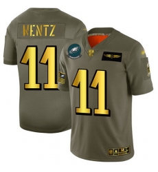 Eagles 11 Carson Wentz Camo Gold Men Stitched Football Limited 2019 Salute To Service Jersey