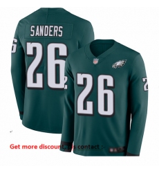 Eagles 26 Miles Sanders Midnight Green Team Color Men Stitched Football Limited Therma Long Sleeve Jersey