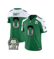 Men Philadelphia Eagles 0 D 27Andre Swift Green White 2023 F U S E  Throwback Vapor Untouchable Limited Stitched Football Jersey
