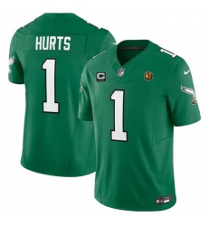 Men Philadelphia Eagles 1 Jalen Hurts Green 2023 F U S E  Throwback With 3 Star C Patch And John Madden Patch Vapor Limited Stitched Football Jersey