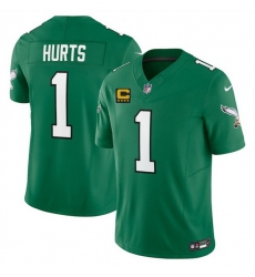 Men Philadelphia Eagles 1 Jalen Jurts Kelly Green 2025 F U S E  With 4 Star C Patch Vapor Untouchable Limited Throwback Stitched Football Jersey