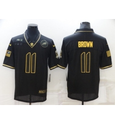 Men Philadelphia Eagles 11 A J Brown Black Gold Salute To Service Limited Stitched jerseyy