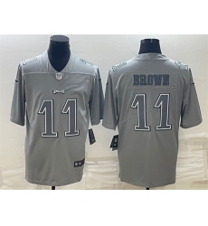 Men Philadelphia Eagles 11 A J  Brown Gray Atmosphere Fashion Stitched Jersey