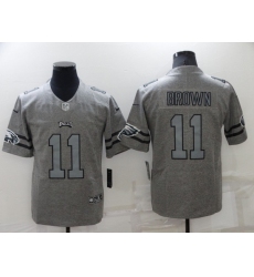 Men Philadelphia Eagles 11 A J Brown Gray Gridiron Team Logo Limited Stitched jersey