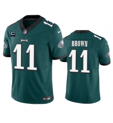 Men Philadelphia Eagles 11 A  J  Brown Green 2023 F U S E  With 1 Star C Patch Vapor Untouchable Limited Stitched Football Jersey