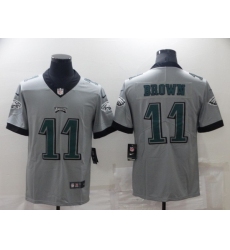 Men Philadelphia Eagles 11 A J Brown Grey Vapor Untouchable Limited Stitched jersey