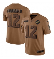 Men Philadelphia Eagles 12 Randall Cunningham 2023 Brown Salute To Service Limited Stitched Football Jersey
