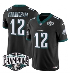 Men Philadelphia Eagles 12 Randall Cunningham Black 2024 New NFC East Champions F U S E  Vapor Untouchable Limited Stitched Football Jersey