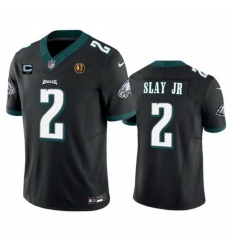 Men Philadelphia Eagles 2 Darius Slay JR Black 2023 F U S E  With 2 Star C Patch And John Madden Patch Vapor Limited Stitched Football Jersey