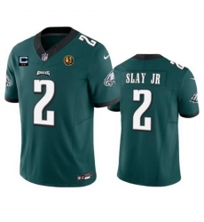 Men Philadelphia Eagles 2 Darius Slay JR Green 2023 F U S E  With 2 Star C Patch And John Madden Patch Vapor Limited Stitched Football Jersey