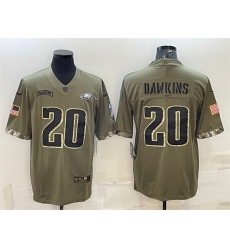 Men Philadelphia Eagles 20 Brian Dawkins Olive 2022 Salute To Service Limited Stitched Jersey