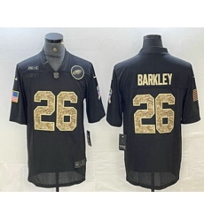 Men Philadelphia Eagles 26 Saquon Barkley Black Camo 2020 Salute To Service Stitched NFL Nike Limited Jersey