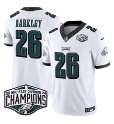 Men Philadelphia Eagles 26 Saquon Barkley White 2024 NFC East Champions F U S E  Vapor Untouchable Limited Stitched Football Jersey