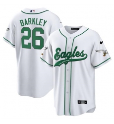 Men Philadelphia Eagles 26 Saquon Barkley White Cool Base Stitched Baseball Jersey