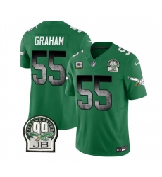 Men Philadelphia Eagles 55 Brandon Graham Green 2023 F U S E  With 4 Star C Patch Throwback Vapor Untouchable Limited Stitched Football Jersey