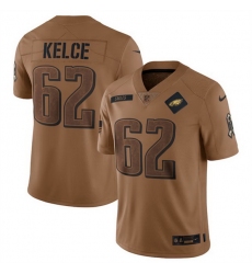 Men Philadelphia Eagles 62 Jason Kelce 2023 Brown Salute To Service Limited Stitched Football Jersey