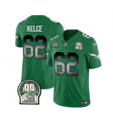 Men Philadelphia Eagles 62 Jason Kelce Green 2023 F U S E  With 4 Star C Patch Throwback Vapor Untouchable Limited Stitched Football Jersey