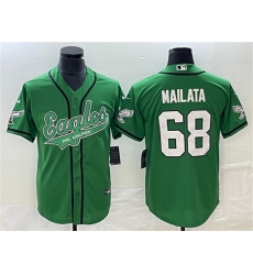 Men Philadelphia Eagles 68 Jordan Mailata Green Cool Base Stitched Baseball Jersey