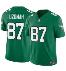 Men Philadelphia Eagles 87 C J  Uzomah Green 2023 F U S E Vapor Untouchable Throwback Limited Stitched Football Jersey
