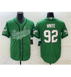 Men Philadelphia Eagles 92 Reggie White Green Cool Base Stitched Baseball Jersey