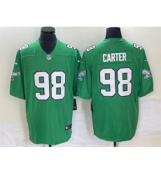 Men Philadelphia Eagles 98 Jalen Carter Green Stitched Football Jersey