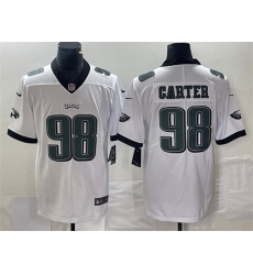 Men Philadelphia Eagles 98 Jalen Carter White Vapor Limited Stitched Football Jersey