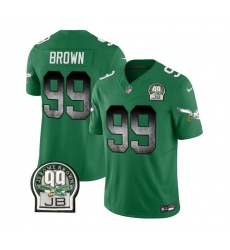 Men Philadelphia Eagles 99 Jerome Brown Green 2023 F U S E  Throwback Vapor Untouchable Limited Stitched Football Jersey