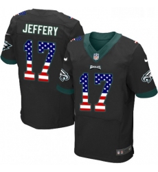 Mens Nike Philadelphia Eagles 17 Alshon Jeffery Elite Black Alternate USA Flag Fashion NFL Jersey