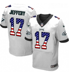 Mens Nike Philadelphia Eagles 17 Alshon Jeffery Elite White Road USA Flag Fashion NFL Jersey