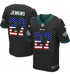 Mens Nike Philadelphia Eagles 27 Malcolm Jenkins Elite Black Alternate USA Flag Fashion NFL Jersey