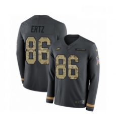 Mens Nike Philadelphia Eagles 86 Zach Ertz Limited Black Salute to Service Therma Long Sleeve NFL Jersey