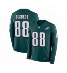 Mens Nike Philadelphia Eagles 88 Dallas Goedert Limited Green Therma Long Sleeve NFL Jersey