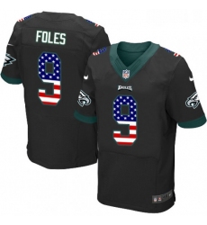 Mens Nike Philadelphia Eagles 9 Nick Foles Black Alternate USA Flag Fashion NFL Jersey
