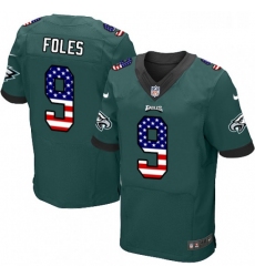 Mens Nike Philadelphia Eagles 9 Nick Foles Midnight Green Home USA Flag Fashion NFL Jerseyy