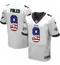 Mens Nike Philadelphia Eagles 9 Nick Foles White Road USA Flag Fashion NFL Jersey