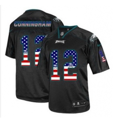 New Philadelphia Eagles #12 Randall Cunningham Black Men' Stitched NFL Elite USA Flag Fashion Jersey