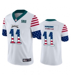 Nike Eagles 11 Carson Wentz White USA Flag Fashion Limited Jersey