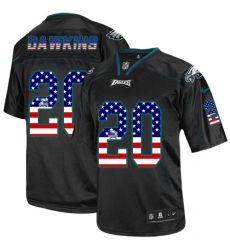 Nike Eagles #20 Brian Dawkins Black Mens Stitched NFL Elite USA Flag Fashion Jersey