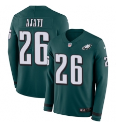 Nike Eagles #26 Jay Ajayi Midnight Green Team Color Men Stitched NFL Limited Therma Long Sleeve Jersey