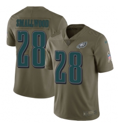 Nike Eagles #28 Wendell Smallwood Olive Men Stitched NFL Limited 2017 Salute To Service Jersey