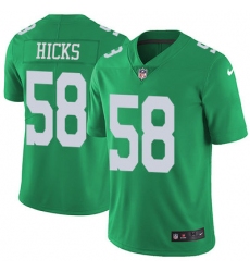 Nike Eagles #58 Jordan Hicks Green Mens Stitched NFL Limited Rush Jersey
