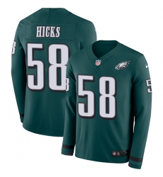 Nike Eagles #58 Jordan Hicks Midnight Green Team Color Men Stitched NFL Limited Therma Long Sleeve Jersey