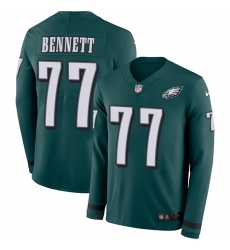 Nike Eagles #77 Michael Bennett Midnight Green Team Color Men Stitched NFL Limited Therma Long Sleeve Jersey