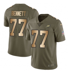 Nike Eagles #77 Michael Bennett Olive Gold Mens Stitched NFL Limited 2017 Salute To Service Jersey