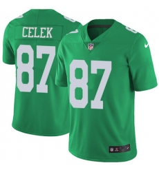 Nike Eagles #87 Brent Celek Green Mens Stitched NFL Limited Rush Jersey
